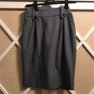 Grey patterned work pencil skirt with pockets